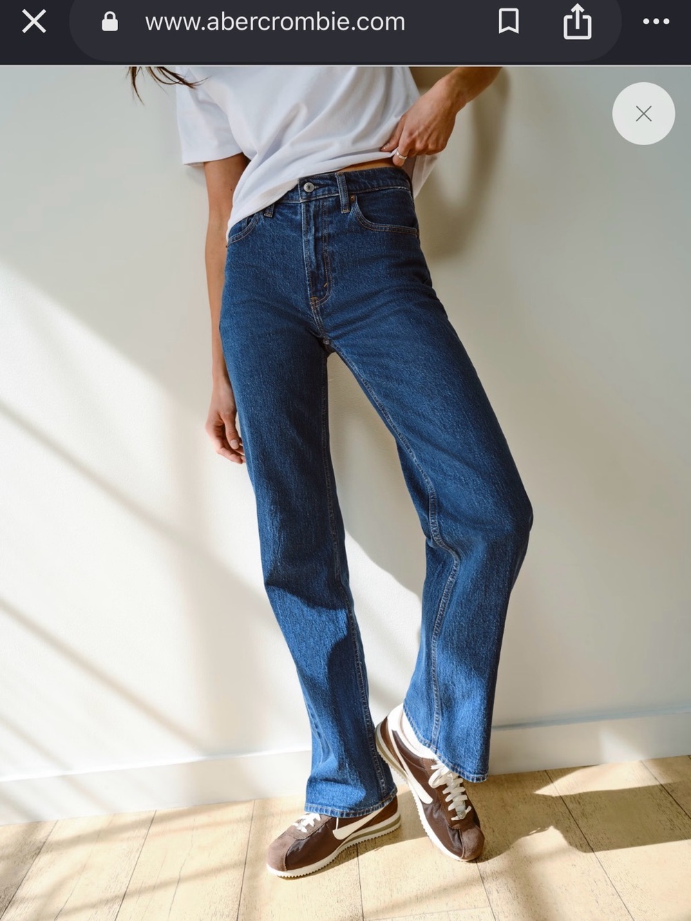 Abercrombie & Fitch High Rise 90s Relaxed Jean in Dark 27 SHORT/PETITE
